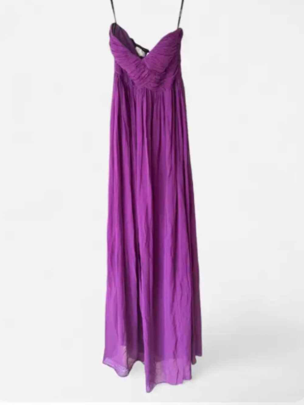 Donna Morgan Strapless Sweetheart Chiffon Maxi Dress Purple